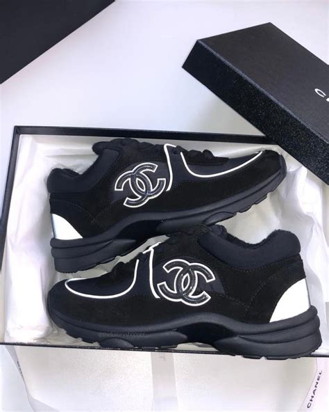 chanel black sneakers reflective.